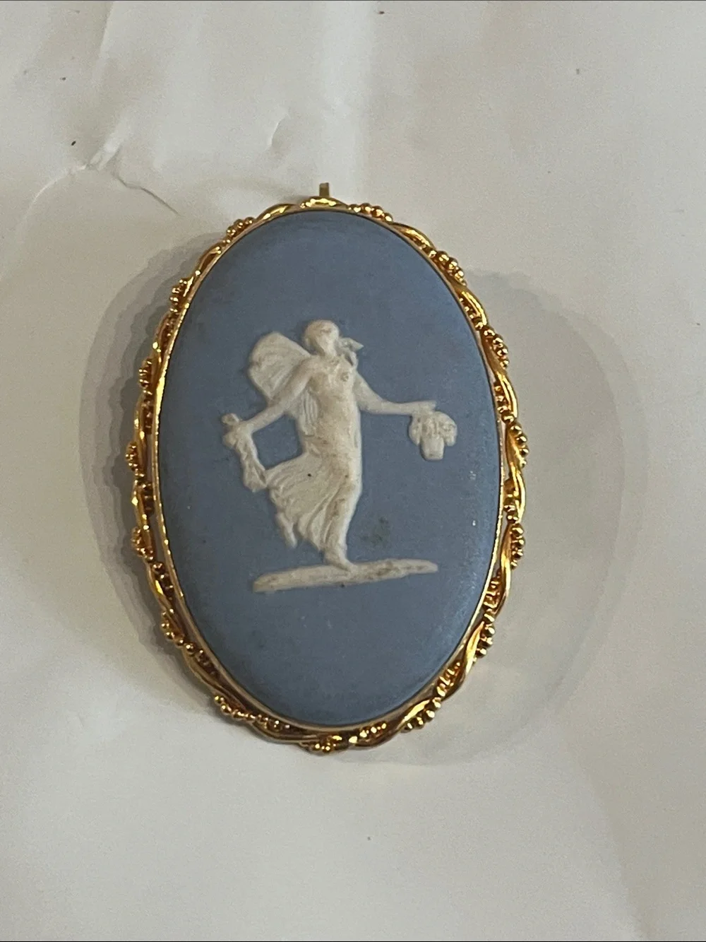 WEDGEWOOD BLUE CAMEO, ENGLAND, 14 K GF, pendant , stamped